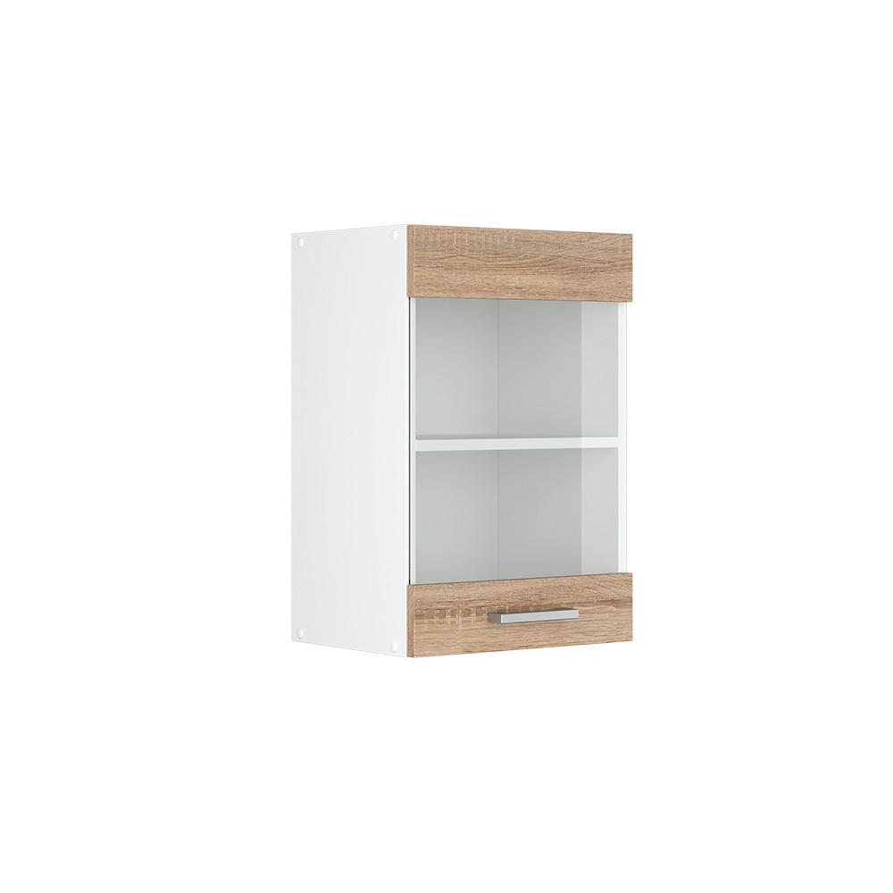 KÜCHENGLASSCHRANK R-Line Sonoma 40 cm - Weiß/Sonoma Eiche, Holzwerkstoff (40/60/31cm) - Vicco