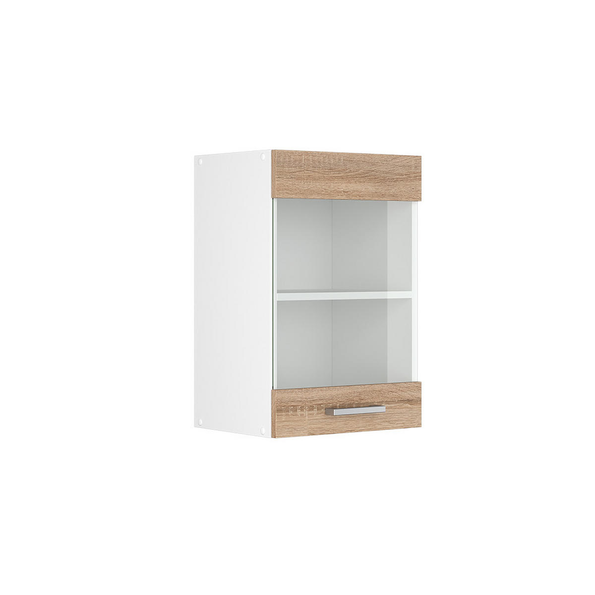 KÜCHENGLASSCHRANK R-Line Sonoma 40 cm - Weiß/Sonoma Eiche, Holzwerkstoff (40/60/31cm) - Vicco