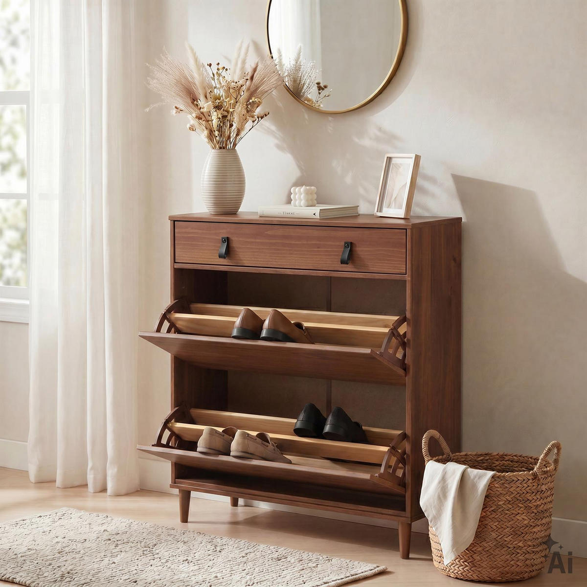 SCHUHKIPPER MIKKA Kastanie - Kastanienfarben, Holz (86/105/30cm) - IDIMEX