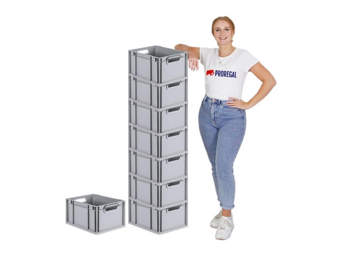 EUROBOX 8x Nextgen Economy Griffe Offen 22x30x40cm 20 Liter - Grau, Kunststoff (30/22/40cm) - PROREGAL