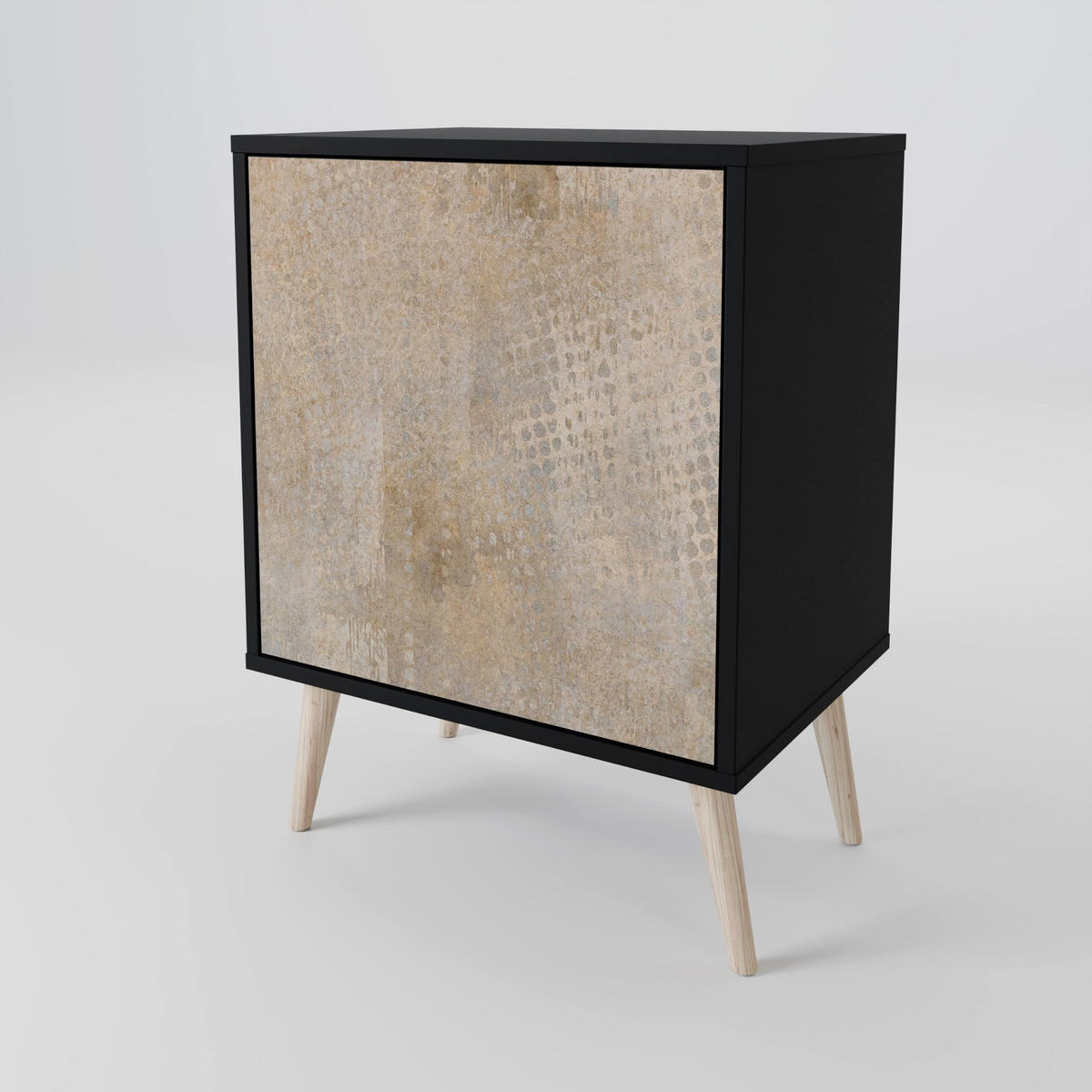 SIDEBOARD SCREEN ERROR, Schwarz, 57,5x42x67,5 cm, Schwarze Metall-Rahmenfüße - Multicolor/Schwarz, Holzwerkstoff/Metall (57.5/67.5/42cm) - SpaceRebels