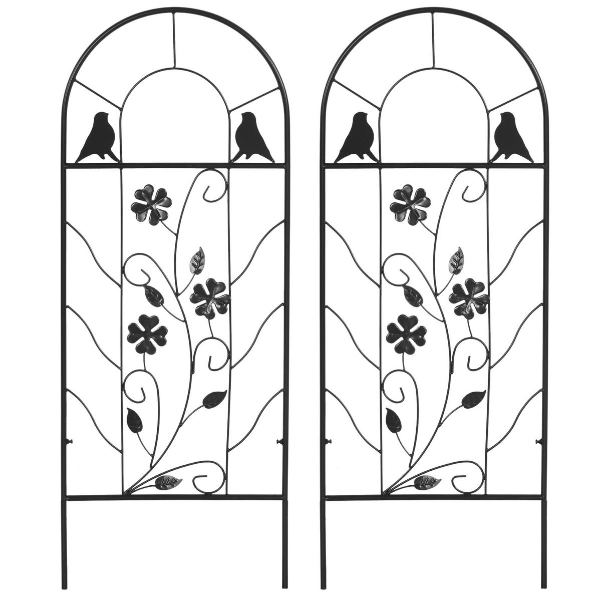 RANKGITTER 2er-Set DE-10608 mit Vogel- & Kleeverzierung Schwarz - Schwarz, Metall (0.8/98/38cm) - ComfortXL