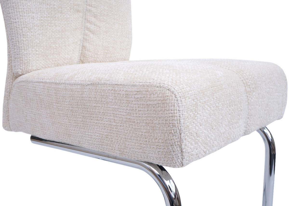 ESSZIMMERSTUHL 2er-Set gepolstert 105x46x60cm Sitzhöhe 53cm Metall Stoff/Textil Chenille Creme - Beige, Textil (46/105/60cm) - CHEFGASTRO