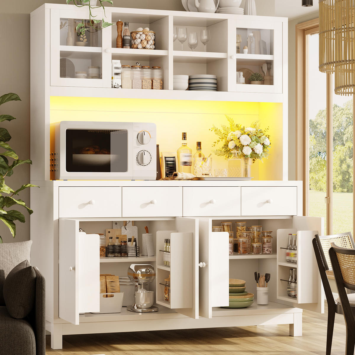 GESCHIRRSCHRANK Weiß 140/38.5/180 - Weiß, Holzwerkstoff (140/180/38.5cm)