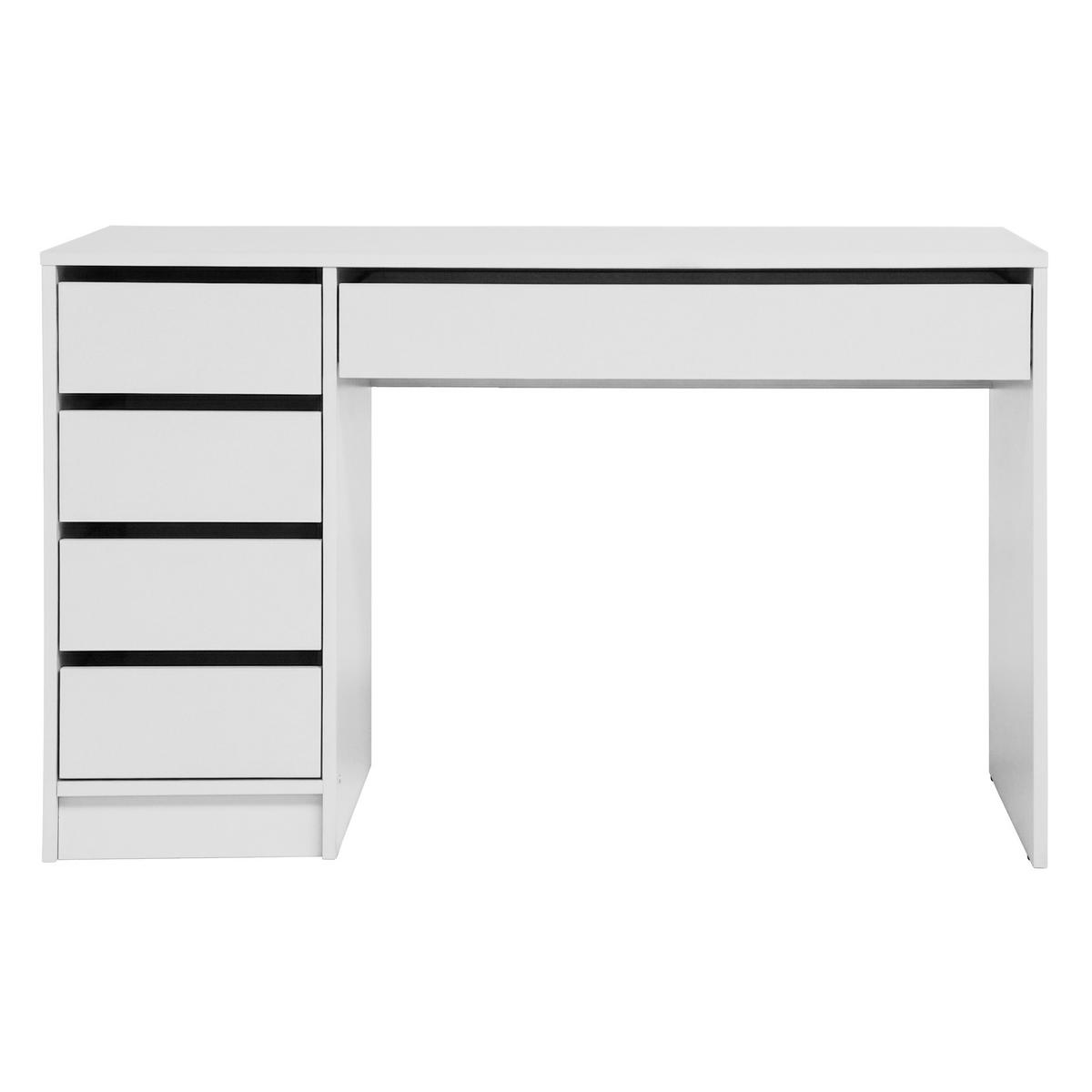 SCHREIBTISCH Malta mit 5 Schubladen, grifflos, Weiß - Weiß, Holzwerkstoff (57/120/75.5cm) - Beautysofa