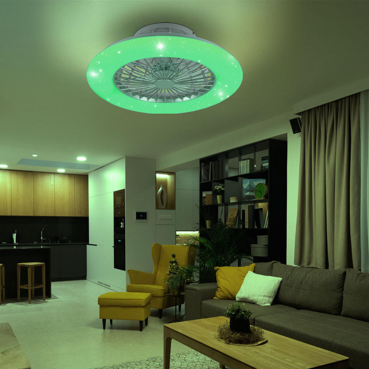 LED DECKENLEUCHTE Deckenventilator Weiß - Weiß, Kunststoff (50/50/16cm)