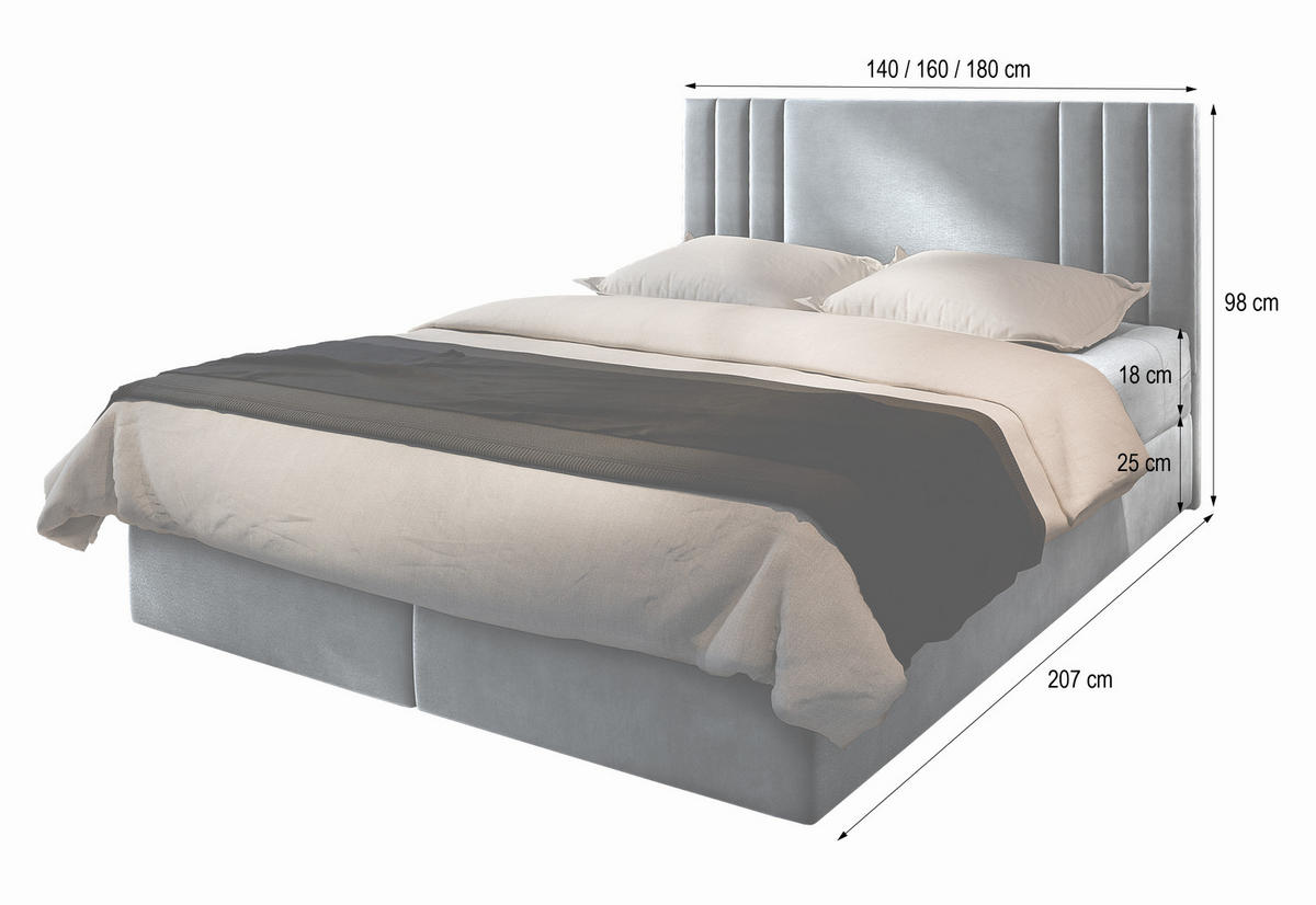 BOXBETT BRES 180x200 cm mit Matratze und Topper - Schwarz - Schwarz, Holz (180/200cm) - MASSENO