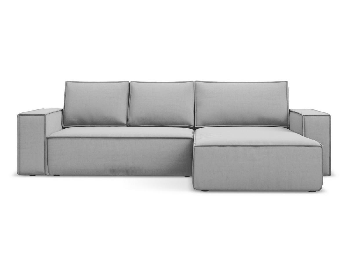 ECKSOFA mit Schlaffunktion Samt Stoff Grau - Schwarz/Grau, Kunststoff/Textil (290/185cm) - Makamii