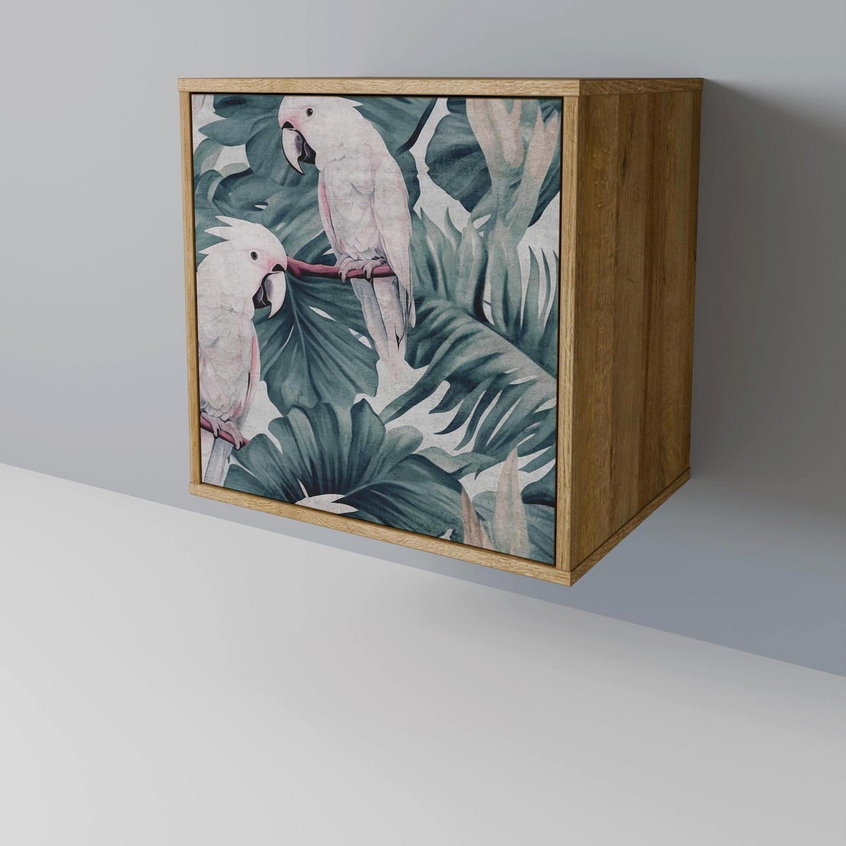 SIDEBOARD POPINJAY LOOK, Eichefarben, 57,5x42x72,5 cm, Schwarze Metallfüße - Eichefarben/Multicolor, Holzwerkstoff/Metall (57.5/72.5/42cm) - SpaceRebels