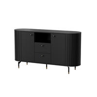 KOMMODE THIRA 150,1/81/40cm mit 2 Schubladen 2 Türen Schwarz - Schwarz, Holzwerkstoff (150.1/81/40cm) - MASSENO