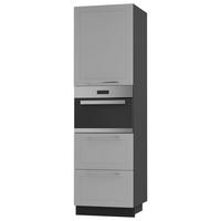 BACKOFENHOCHSCHRANK Kvantum D14/RU/2M/356 Dust Grey Matt / Schwarz Matt 60 / 59 / 207cm - Schwarz/Grau, Holz/Holzwerkstoff (60/207/59cm) - Feldmann-Wohnen