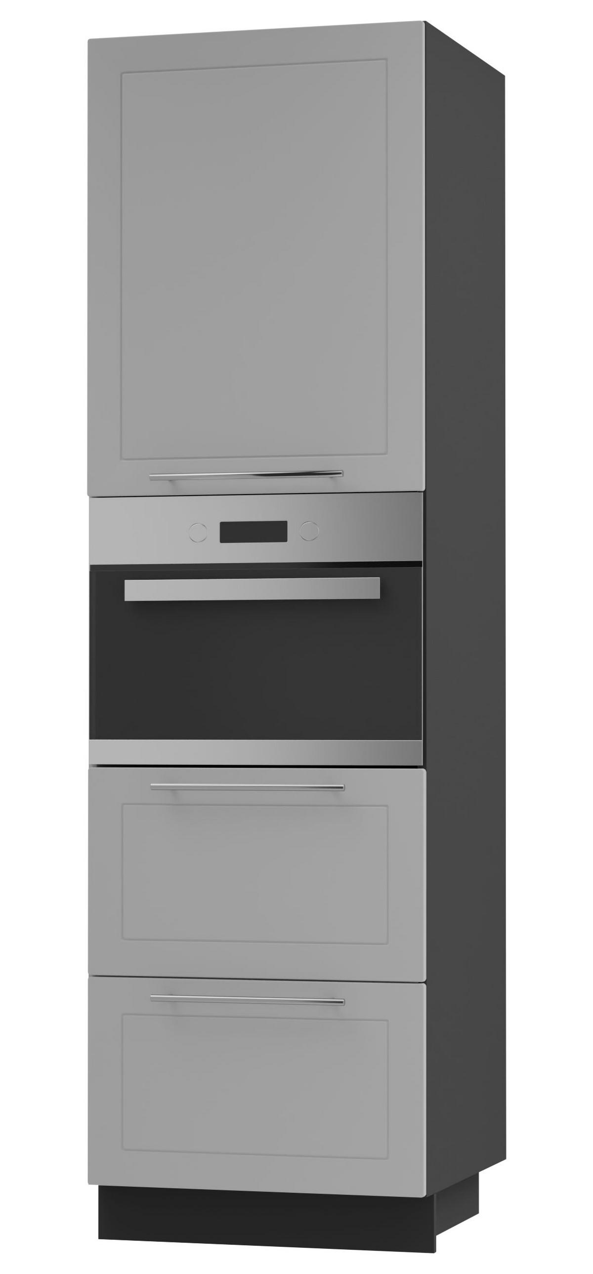 BACKOFENHOCHSCHRANK Kvantum D14/RU/2M/356 Dust Grey Matt / Schwarz Matt 60 / 59 / 207cm - Schwarz/Grau, Holz/Holzwerkstoff (60/207/59cm) - Feldmann-Wohnen