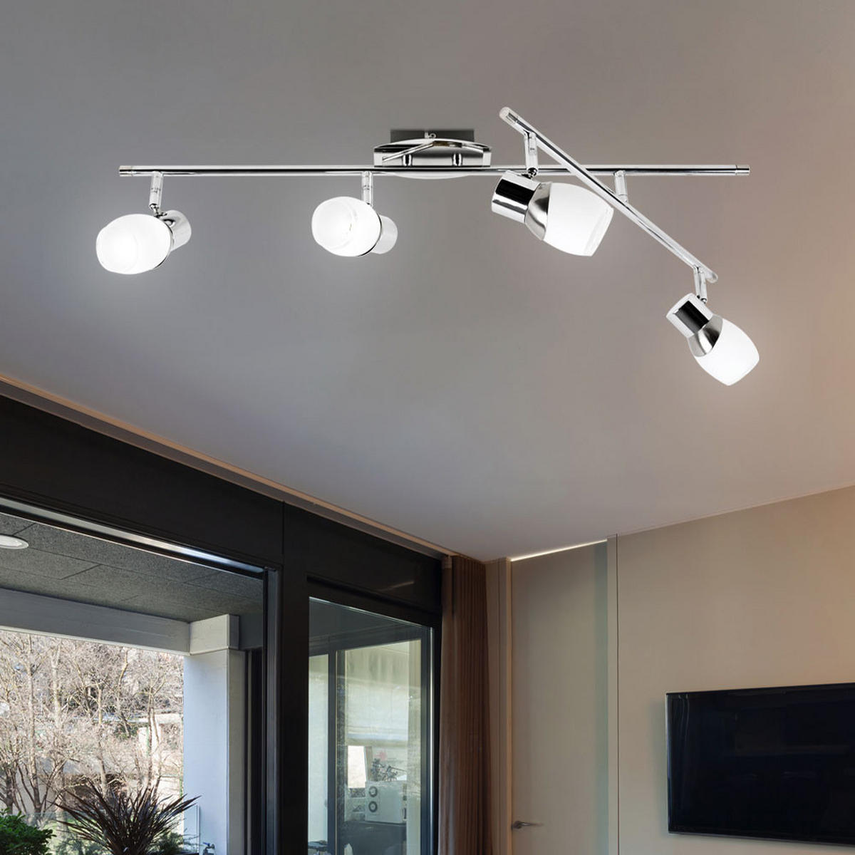 LED DECKENLEUCHTE Novus Silber Stahl Glas - Silberfarben, Glas (75/48/26cm) - Esto