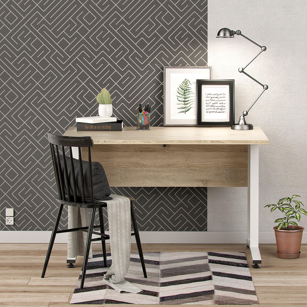 SCHREIBTISCH Eiche Dekor - Eiche Wotan, Holzwerkstoff (80/120/74cm) - ebuy24