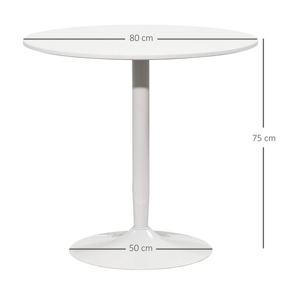 BARTISCH Ø80/75 cm für 2 Personen DE-39917 Weiß - Weiß, Holzwerkstoff (80/80/75cm) - ComfortXL