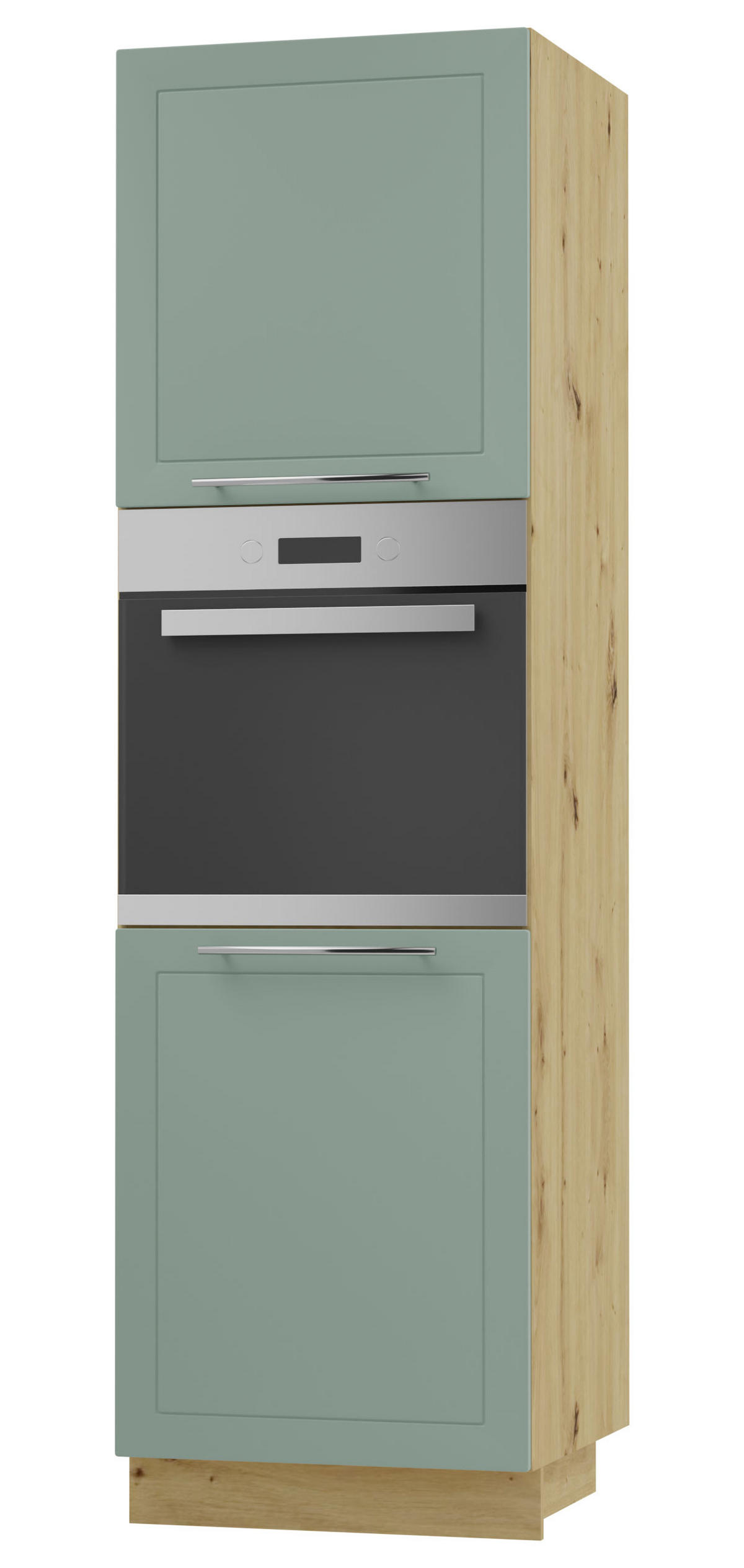 BACKOFENHOCHSCHRANK Kvantum D14/RU/2D Mint Matt / Eiche Artisan Matt 60 / 59 / 207cm - Eiche Artisan/Mintgrün, Holz/Holzwerkstoff (60/207/59cm) - Feldmann-Wohnen