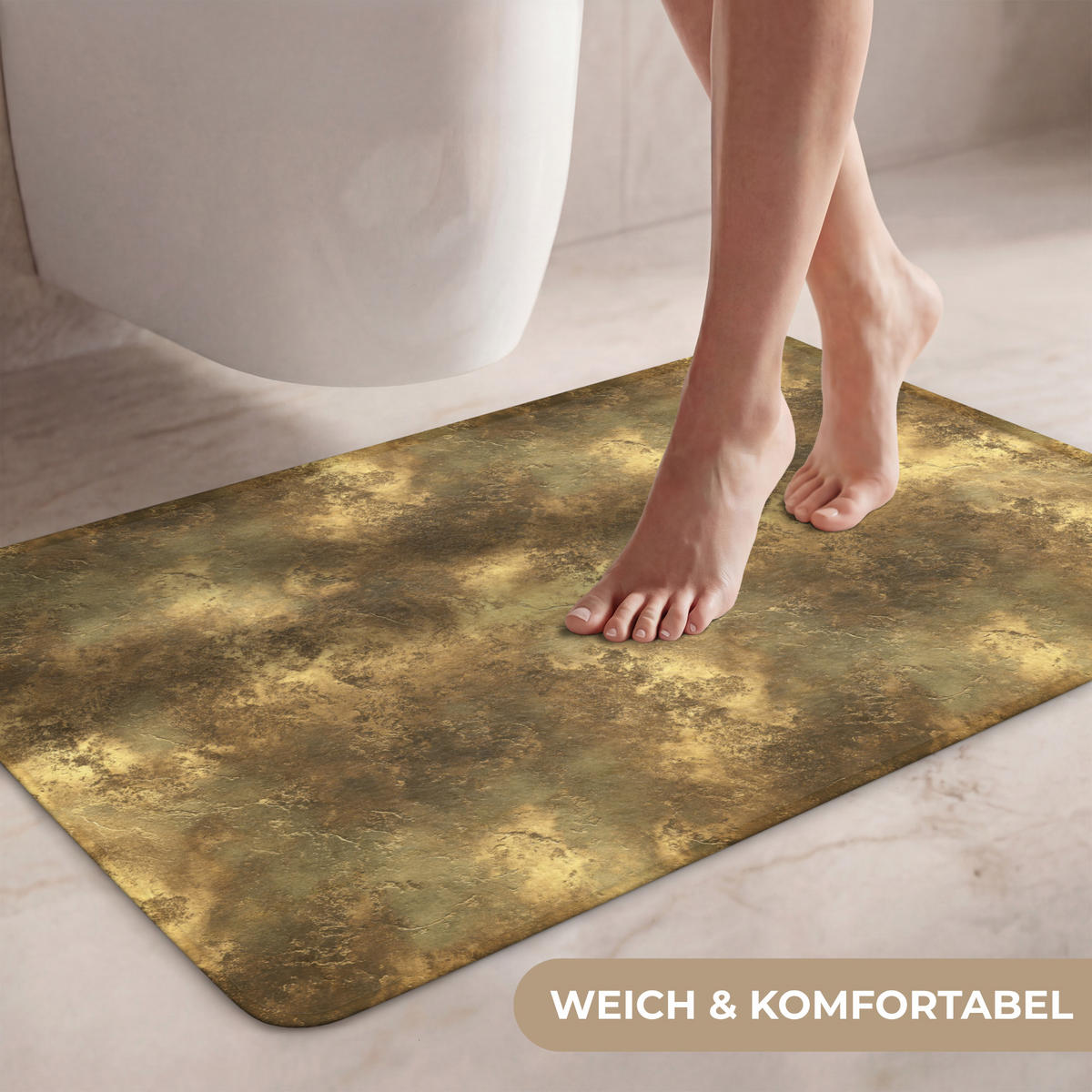 WC-VORLEGER Antik - Metallic-Look - Gold Toilettenteppich 80x50 cm - Goldfarben, Kunststoff/Textil (80/1cm) - OnlyWow