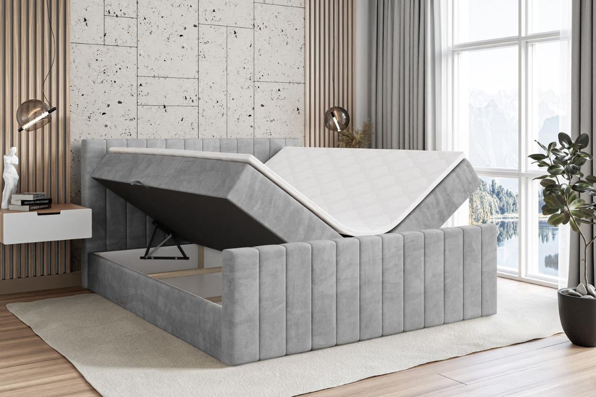 BOXBETT EDITA-Z - 120x200 cm - H4 - Hellgrau - Hellgrau, Holzwerkstoff (120/200cm) - ALTDECOR