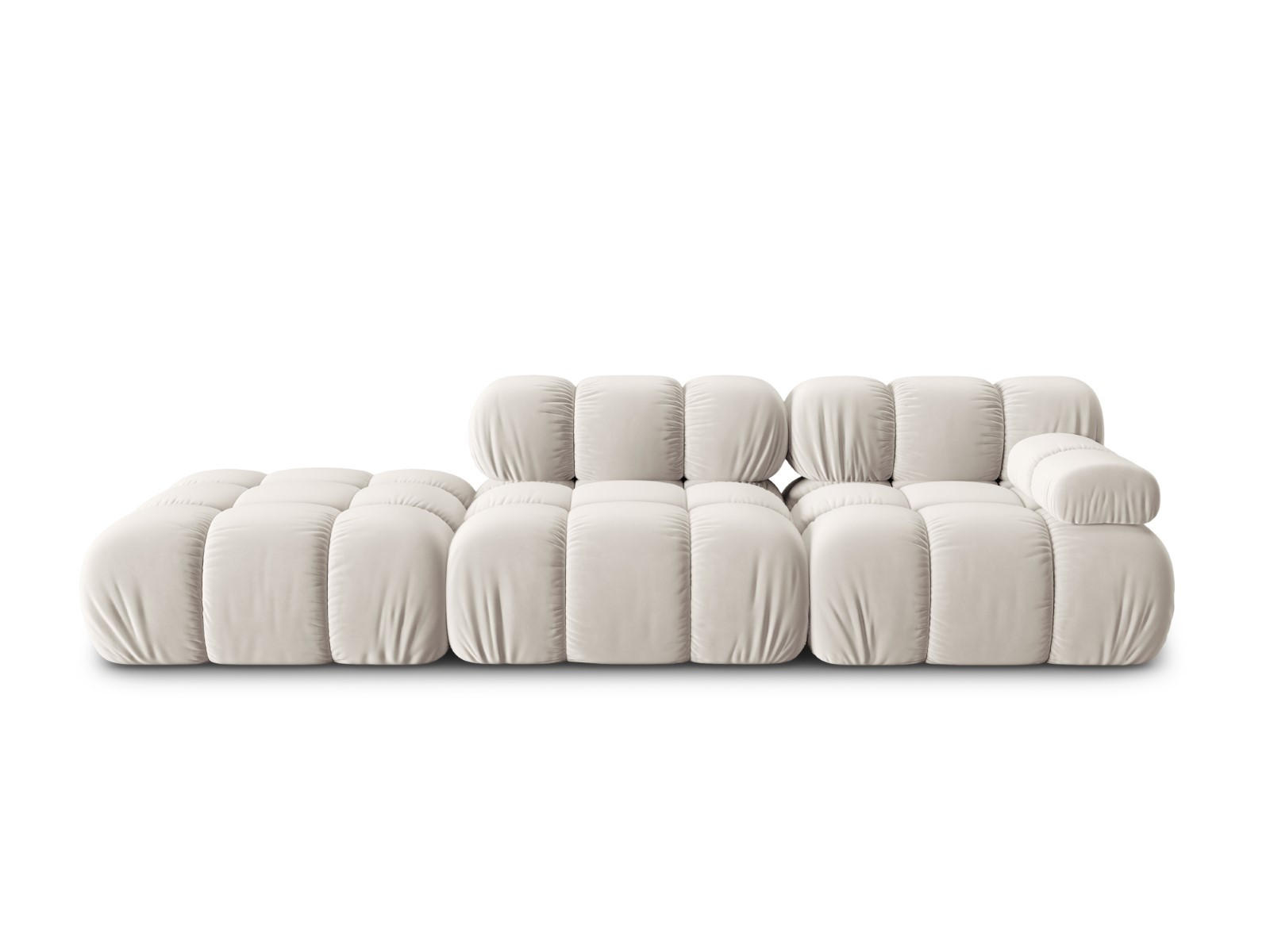 MODULARES-SOFA links Bellis aus Samt leichtes beige 4 Sitzplätze - Creme, Textil (94/63/282cm) - Micadoni