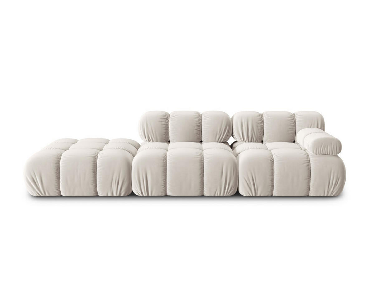 MODULARES-SOFA links Bellis aus Samt leichtes beige 4 Sitzplätze - Creme, Textil (94/63/282cm) - Micadoni