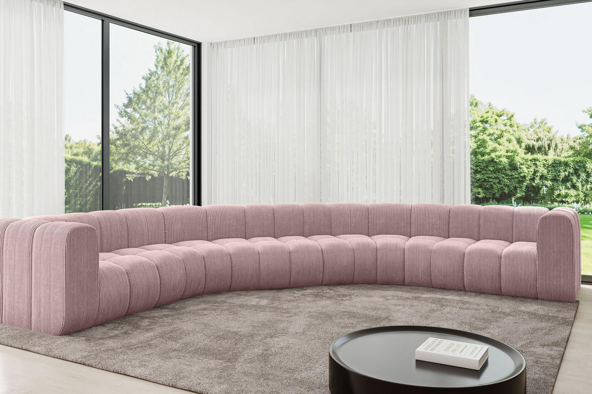 WOHNLANDSCHAFT modulares Sofa Lazro-U1 - 373x373x70 cm Rosa - Rosa, Holzwerkstoff/Textil (373/70/373cm) - ALTDECOR