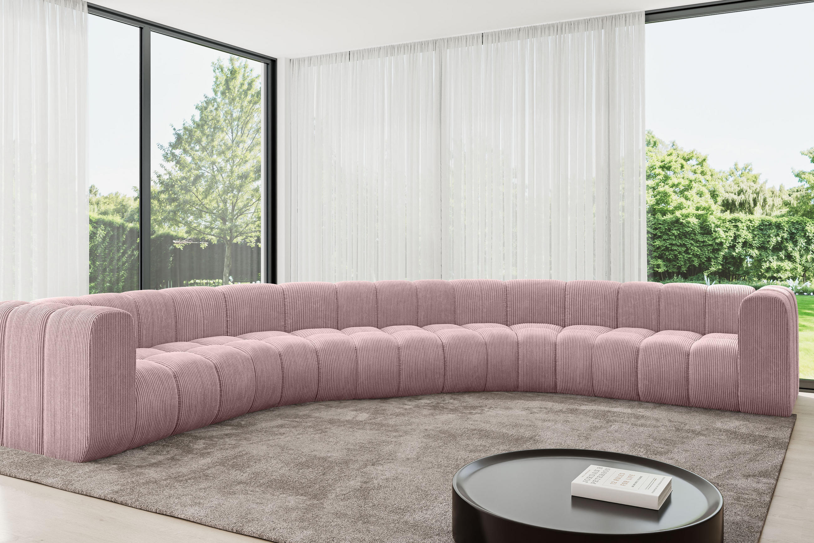 Thumbnail - Altdecor Wohnlandschaft, Rosa, Textil, 7-Sitzer, U-Form, 373x70x373 cm, Wohnzimmer, Sofas & Couches, Wohnlandschaften, W...