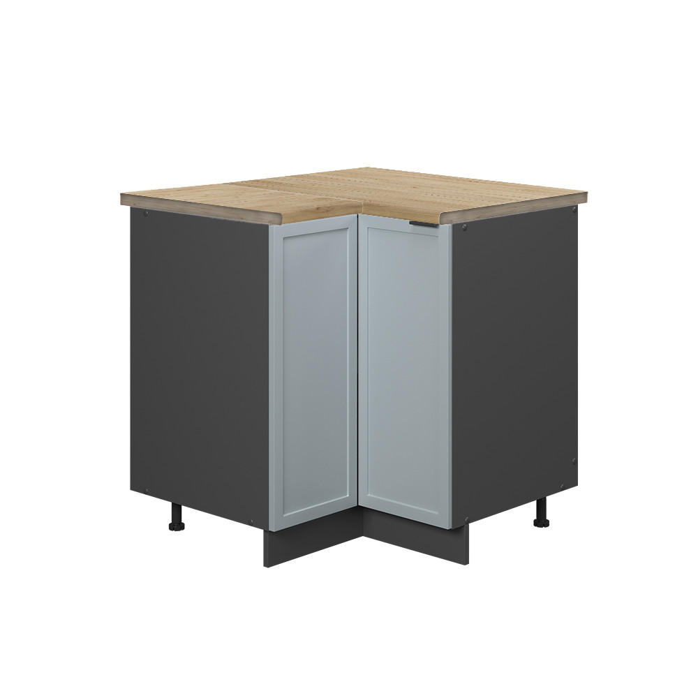 ECKUNTERSCHRANK Fame-Line Hellblau-grau 80.5 cm , AP Eiche - Anthrazit/Blaugrau, Holzwerkstoff (80.5/82/60cm) - Vicco
