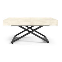 COUCH-/ESSTISCH Sanna U Chromix weiß 120 - 200 / 80 / 27 - 80cm - Ecru/Schwarz, Holz/Holzwerkstoff (80/120/27cm) - Feldmann-Wohnen