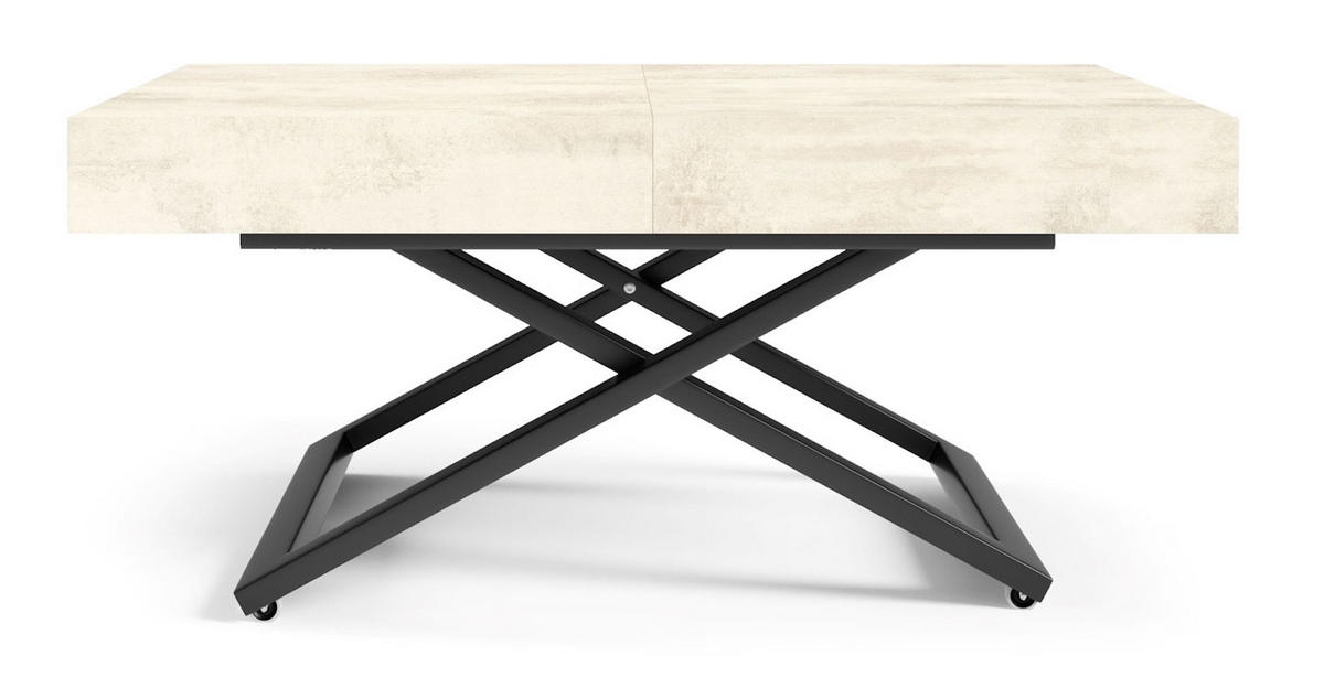 COUCH-/ESSTISCH Sanna U Chromix weiß 120 - 200 / 80 / 27 - 80cm - Ecru/Schwarz, Holz/Holzwerkstoff (80/120/27cm) - Feldmann-Wohnen
