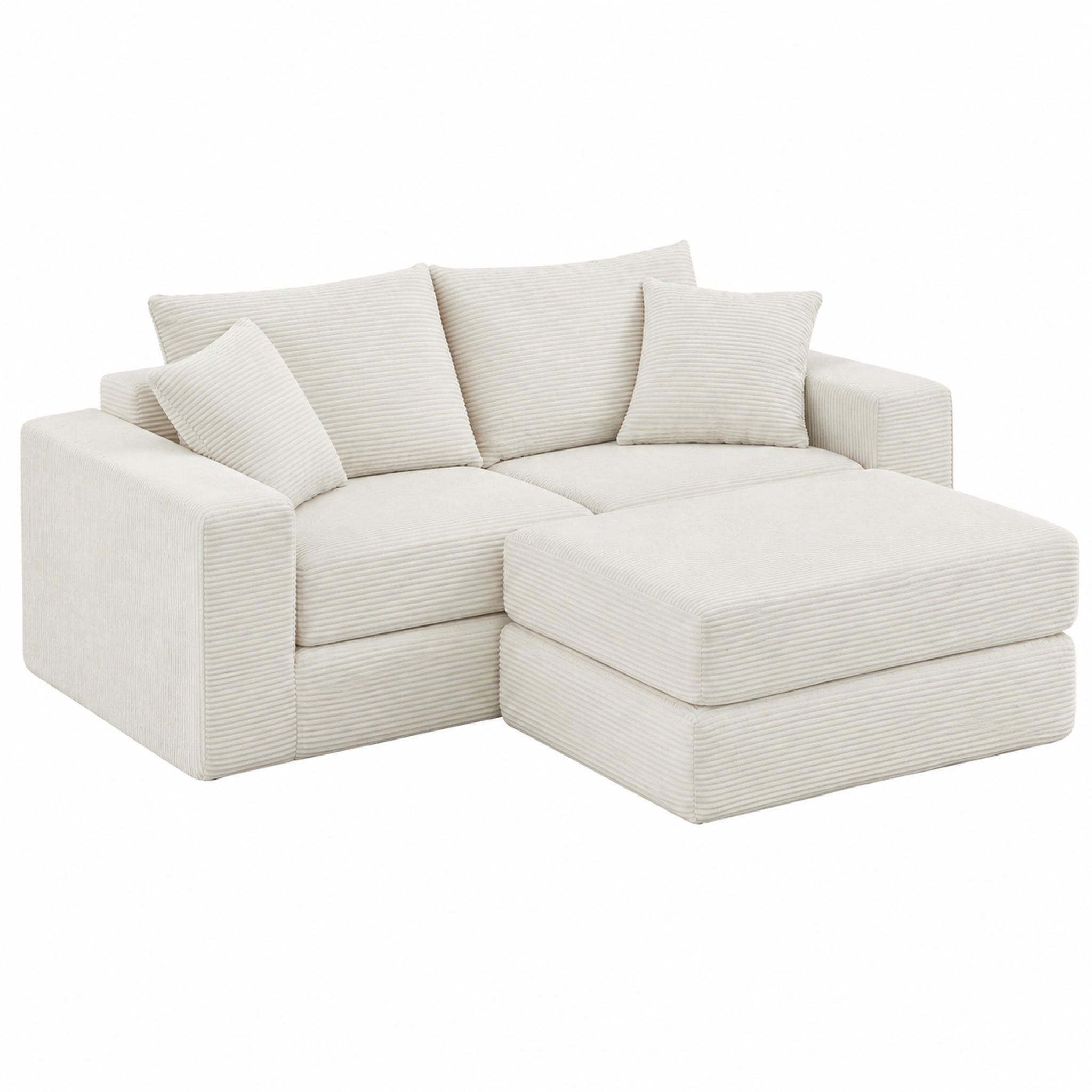 SOFA modular Weiß Cord - Weiß, Kunststoff (96/259.5cm) - Meubliv
