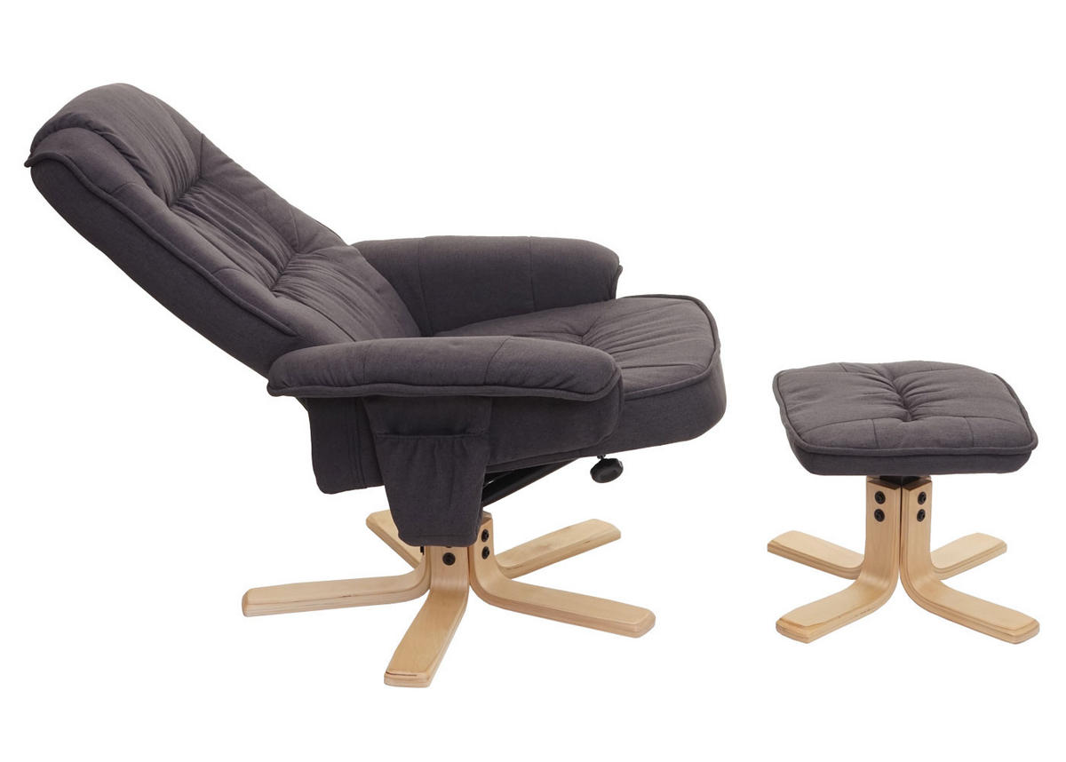 RELAXSESSEL MIT HOCKER Anthrazit - Anthrazit, Textil (80/100/70cm) - MCW