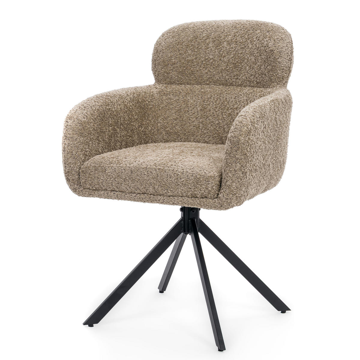 STUHL BIONE drehbar gepolsterter mit Steppung - beige - Boucle - Sandfarben/Beige, Textil/Metall (58/88/59cm) - NEW HOME