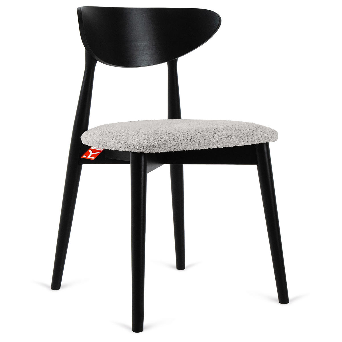 HOLZSTUHL RABI Küchenstuhl, 2-er Stuhl, Bouclé - Schwarz/Grau, Holz/Textil (47/79/45cm) - KONSIMO®