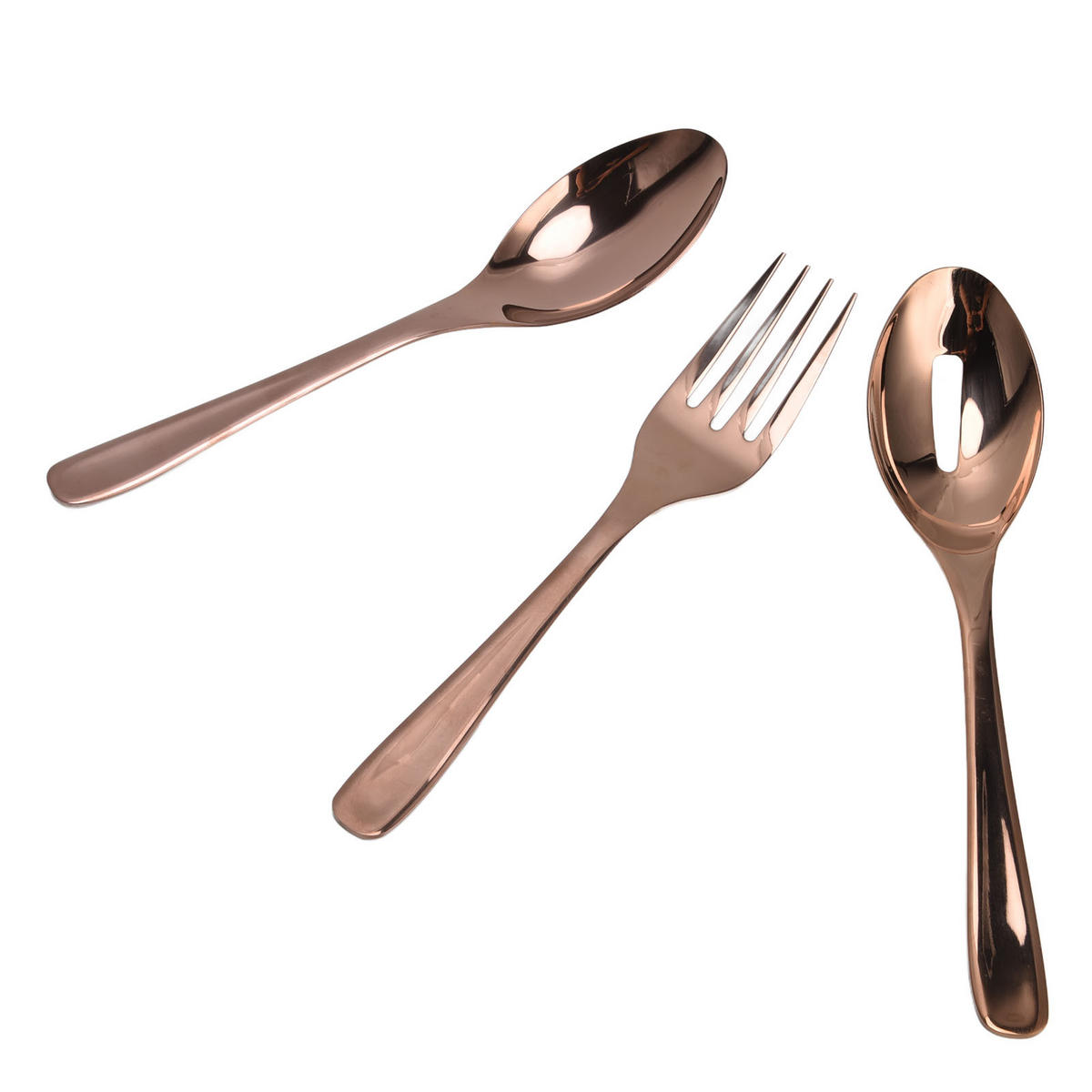 BESTECK-SET 24-teiliges Edelstahl Rosegold – 12 Gabeln und 12 Löffel - Goldfarben, Metall