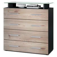 KOMMODE Pavos Eiche Nordic - Silbereichenfarben, Holzwerkstoff (76/81/35cm) - Vladon