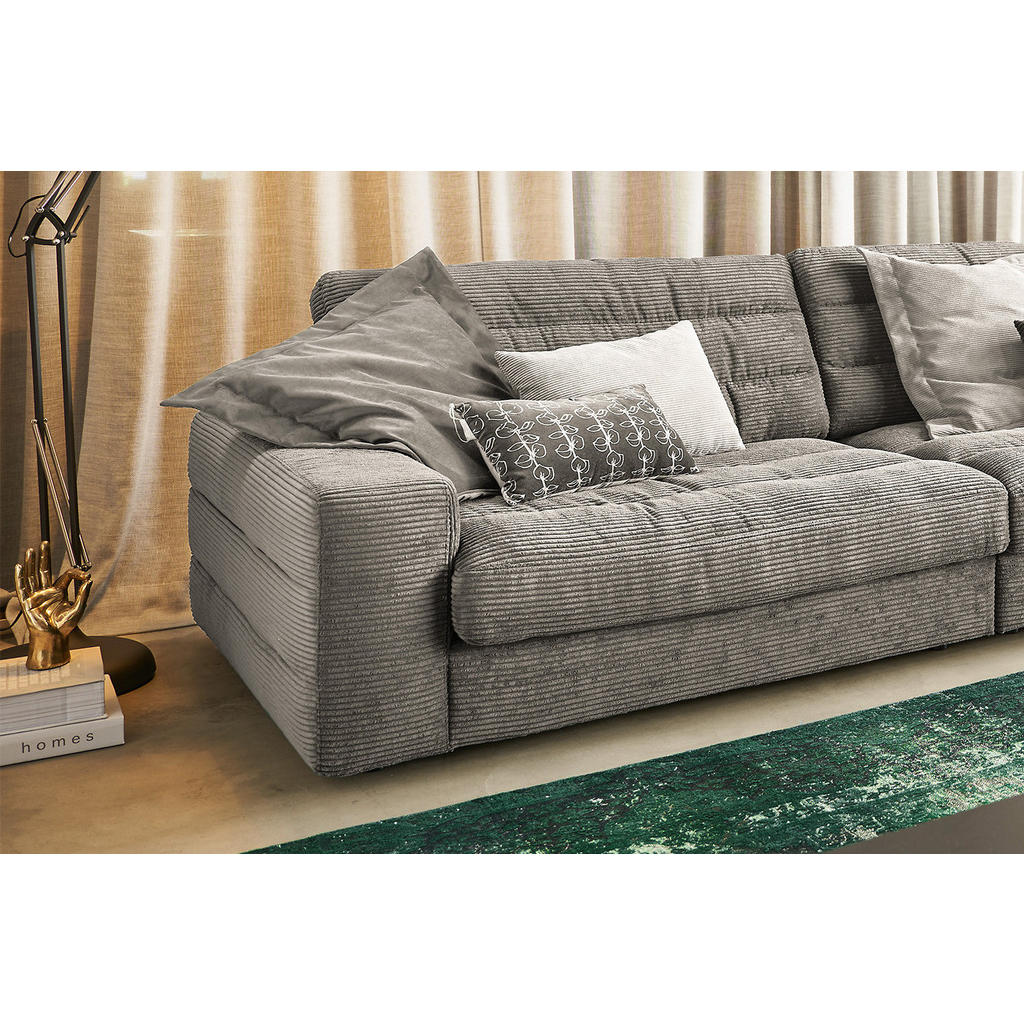 Thumbnail - Kawola Ecksofa, Greige, Textil, Echtholz, 4-Sitzer, Füllung: Kaltschaum, Ottomane rechts, L-Form, 416x205 cm, Wohnzimmer...