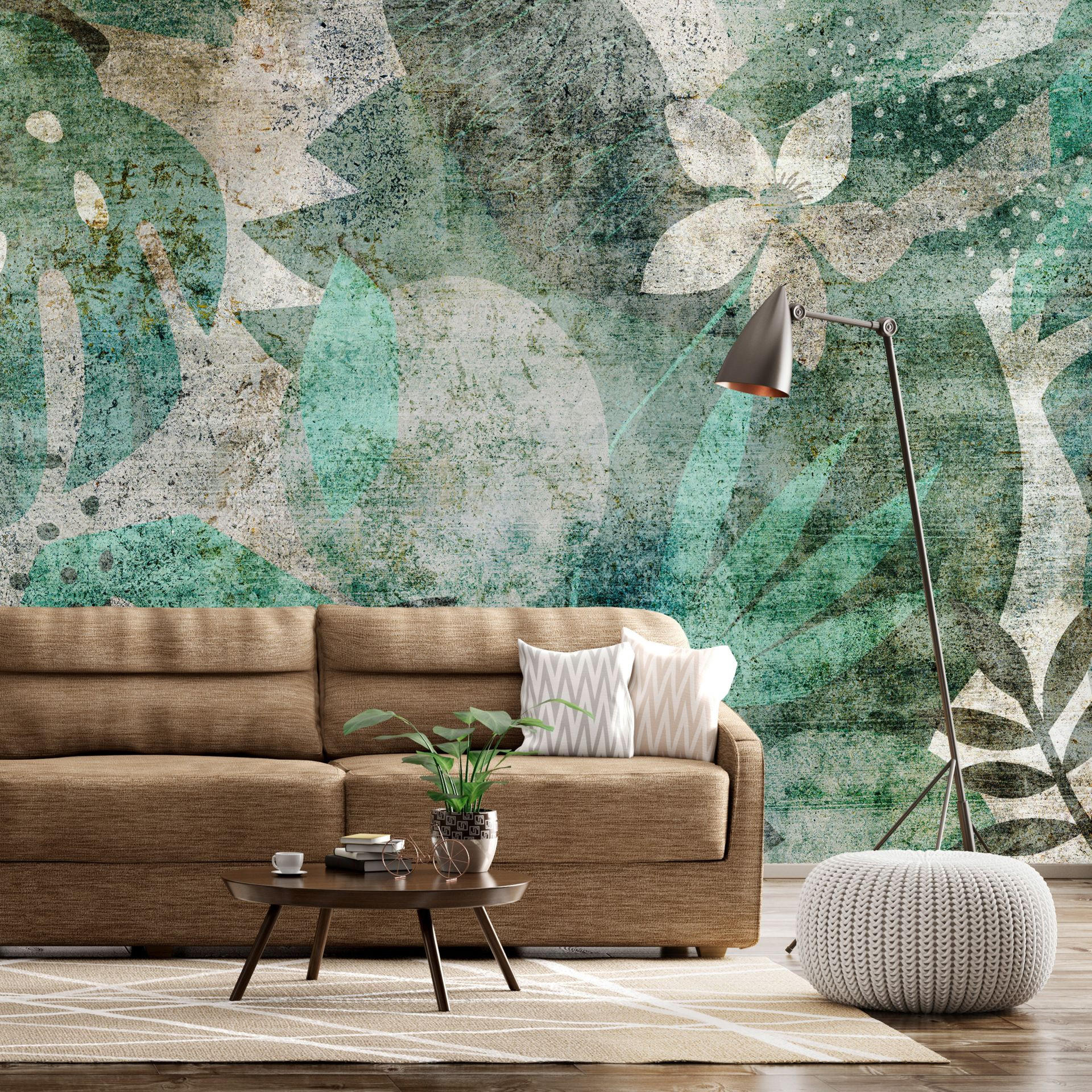 VLIESTAPETE Grün 150/105 cm - Grau/Grün, Textil (150/1cm) - KUNSTLOFT