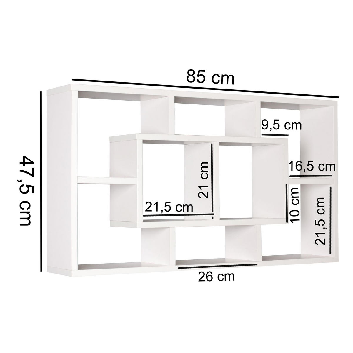 WANDREGAL RUR MDF Melaminbeschichtet Modern, Weiß 85x16x48 cm - Weiß, Holz (85/48/16cm) - KADIMA DESIGN