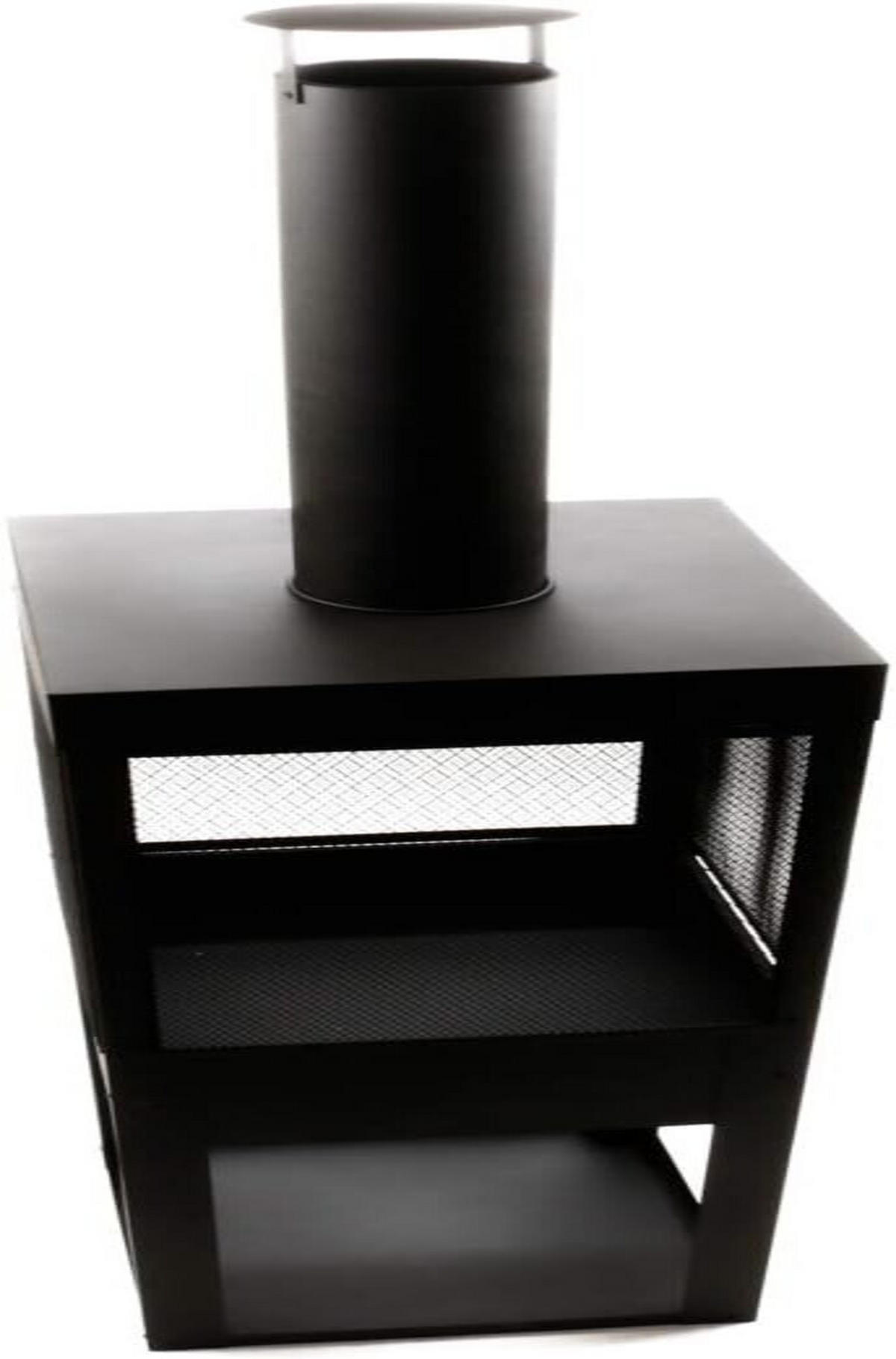 FEUERSTELLE Schwarz, 194cm Garten Feuerkorb, Funkenschutz Gitter, Outdoor Feuerstelle, Metall Feuerplatz, Terrassenheizer, Gartenkamin - Schwarz, Metall (44/44/44cm) - BBQ Collection