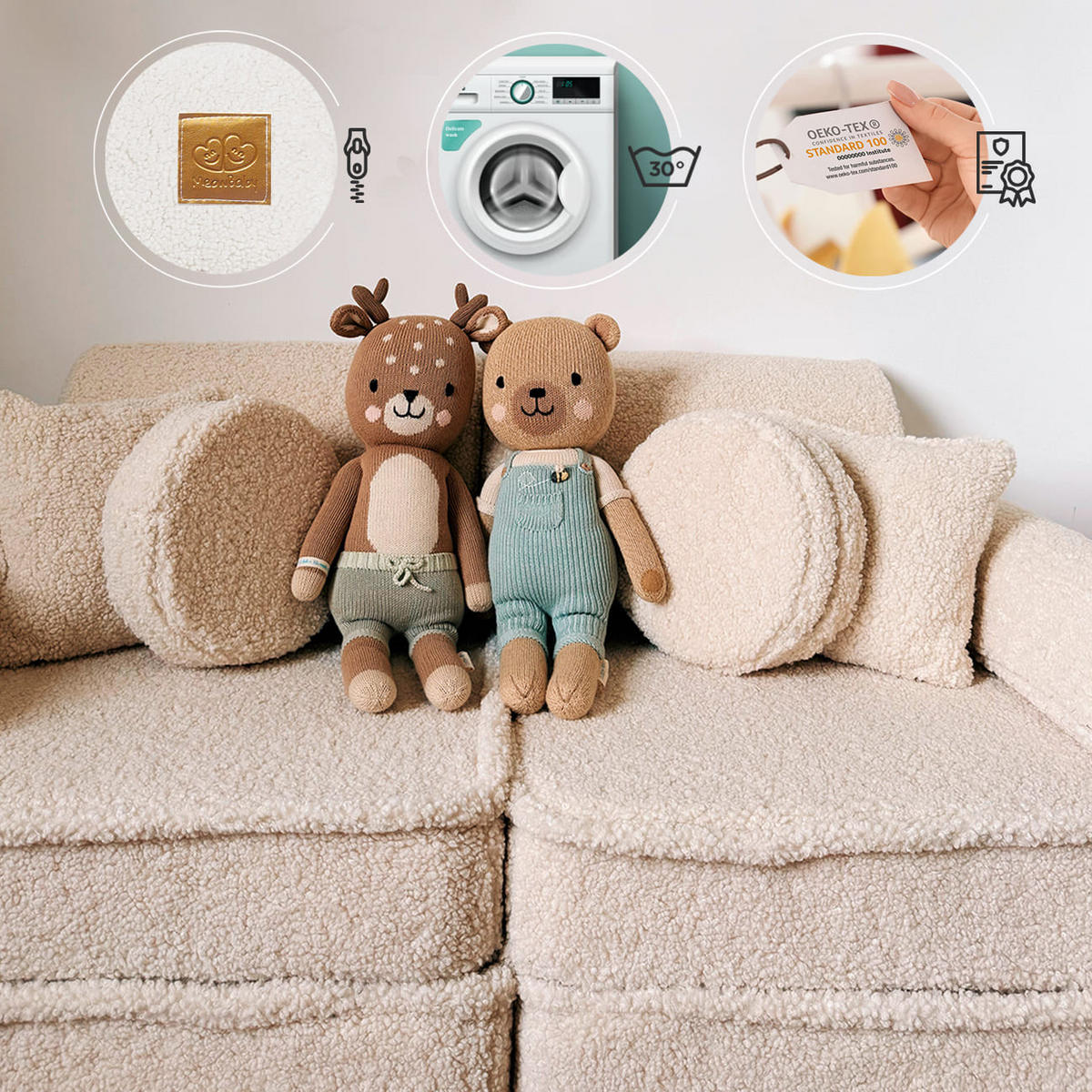 KINDERSOFA, Pocket Plus, Tangle, Lagunenblau - Blau, Textil (120/25/60cm) - MeowBaby