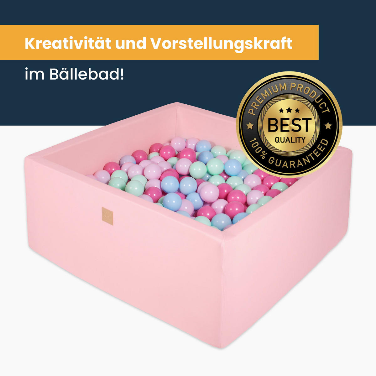 BÄLLEBAD für Kinder, Cotton, Hellrosa - Hellrosa/Beige, Textil (90/90/40cm) - MeowBaby