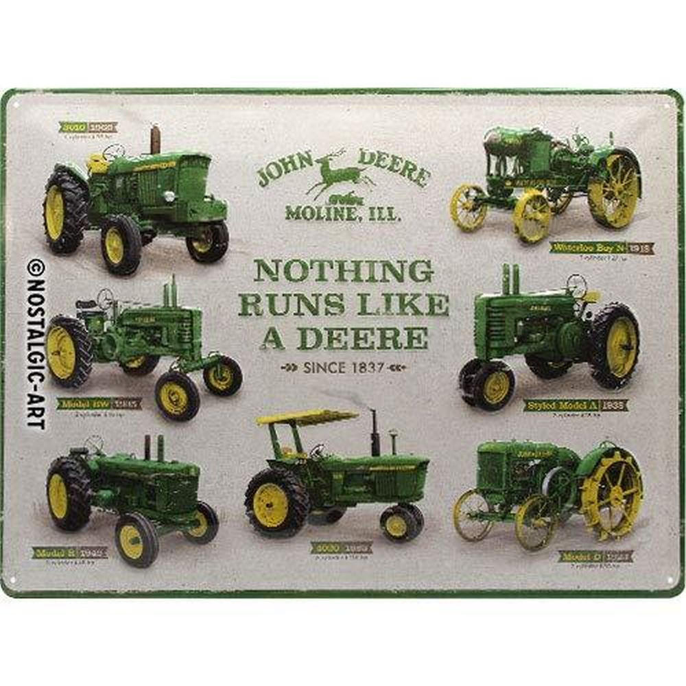 BLECHSCHILD 30/40 cm John Deere Model Chart - Multicolor, Metall (40/30/0.2cm) - Nostalgic-Art