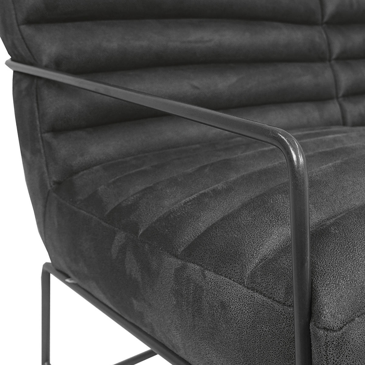2-SITZER SOFA - Antiklederlook - Dunkelgrau, Textil/Metall (121/81/78cm) - home24