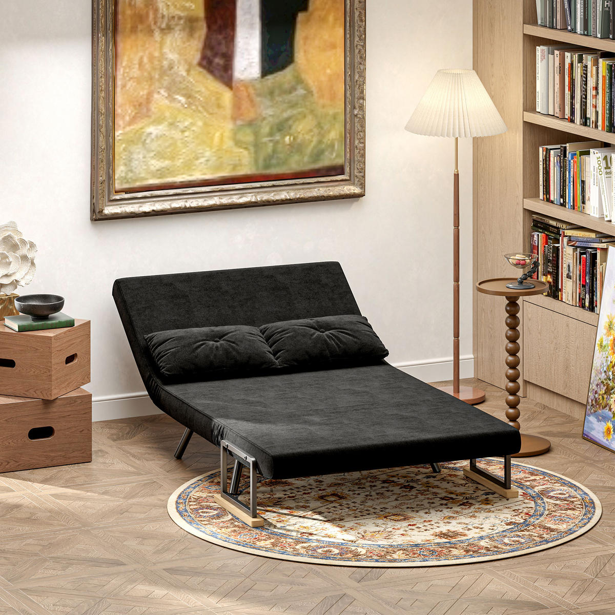 SCHLAFSOFA 2er-Sitz DE-14626 4-in-1 mit 5-fach verstellbarer Rückenlehne Schwarz - Schwarz, Textil (102/81/73cm) - ComfortXL