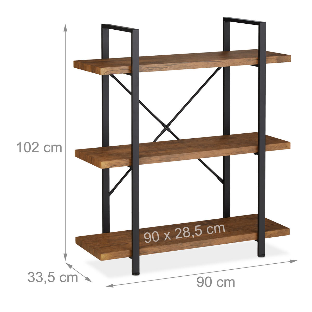 REGAL - Braun, Holzwerkstoff/Metall (90/102/33.5cm) - Relaxdays