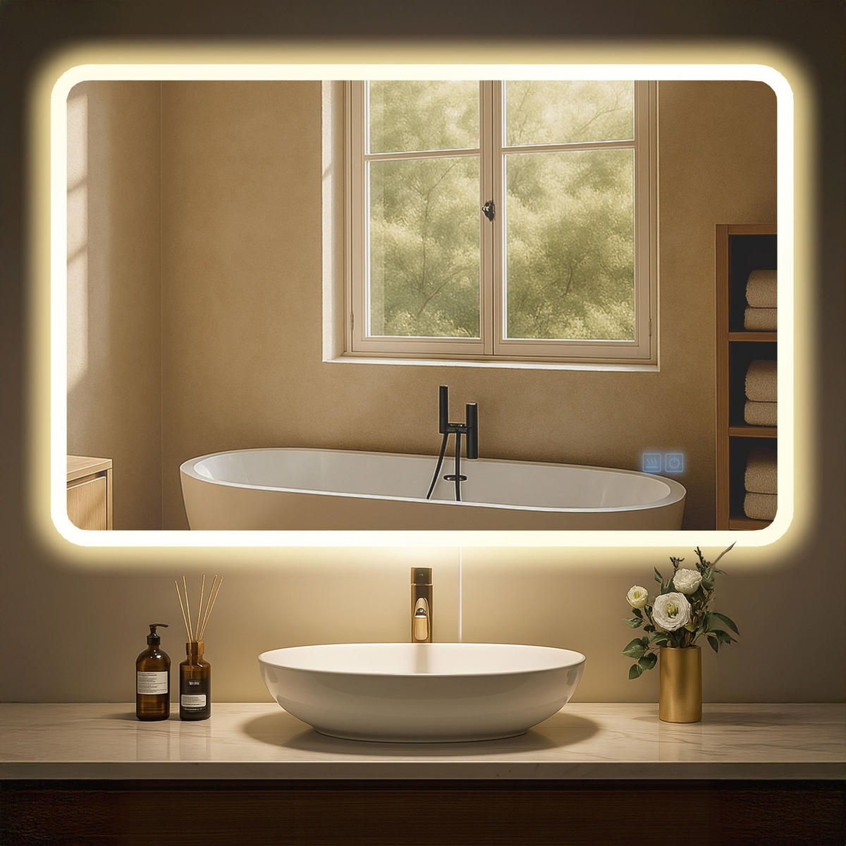 BADSPIEGEL Wien 70x100 ohne Bluetooth 100x3,5x70cm Glas Klarglas Badezimmerspiegel - Klar, Glas (100/70/3.5cm) - DELUKE