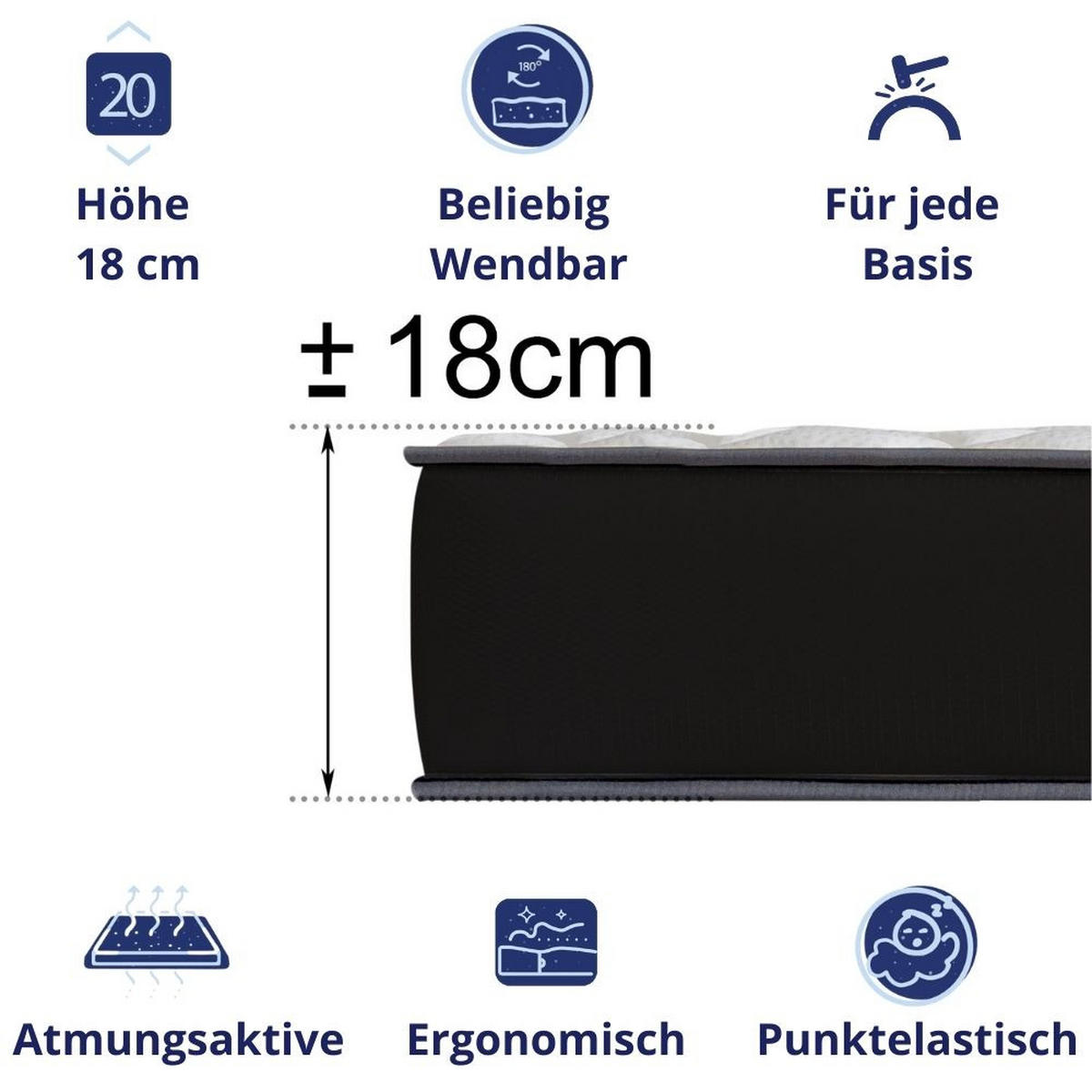 KALTSCHAUMMATRATZE Elegance H3/H4 160x200 - Weiß, Textil (160/200cm) - Dagostino Home