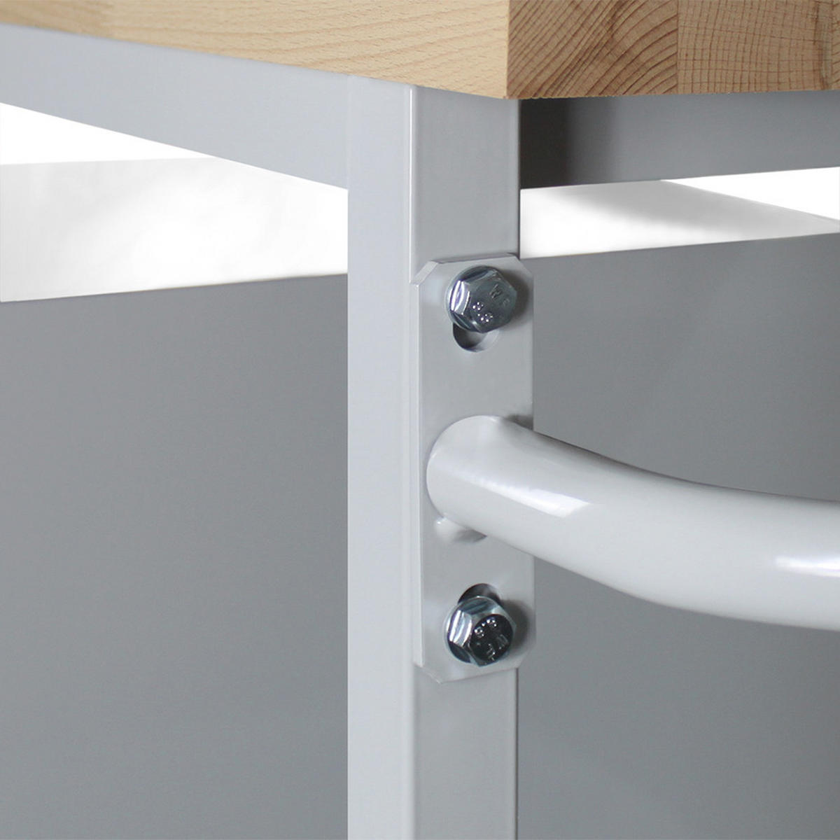 WERKBANK mobil Light Rhino mit Ablagefach, 3 Schubladen & Lochplatte 131x130x60cm 2 Lenkrollen Traglast 300kg Lichtgrau/Lichtblau - Blau, Holz (130/131/60cm) - PROREGAL