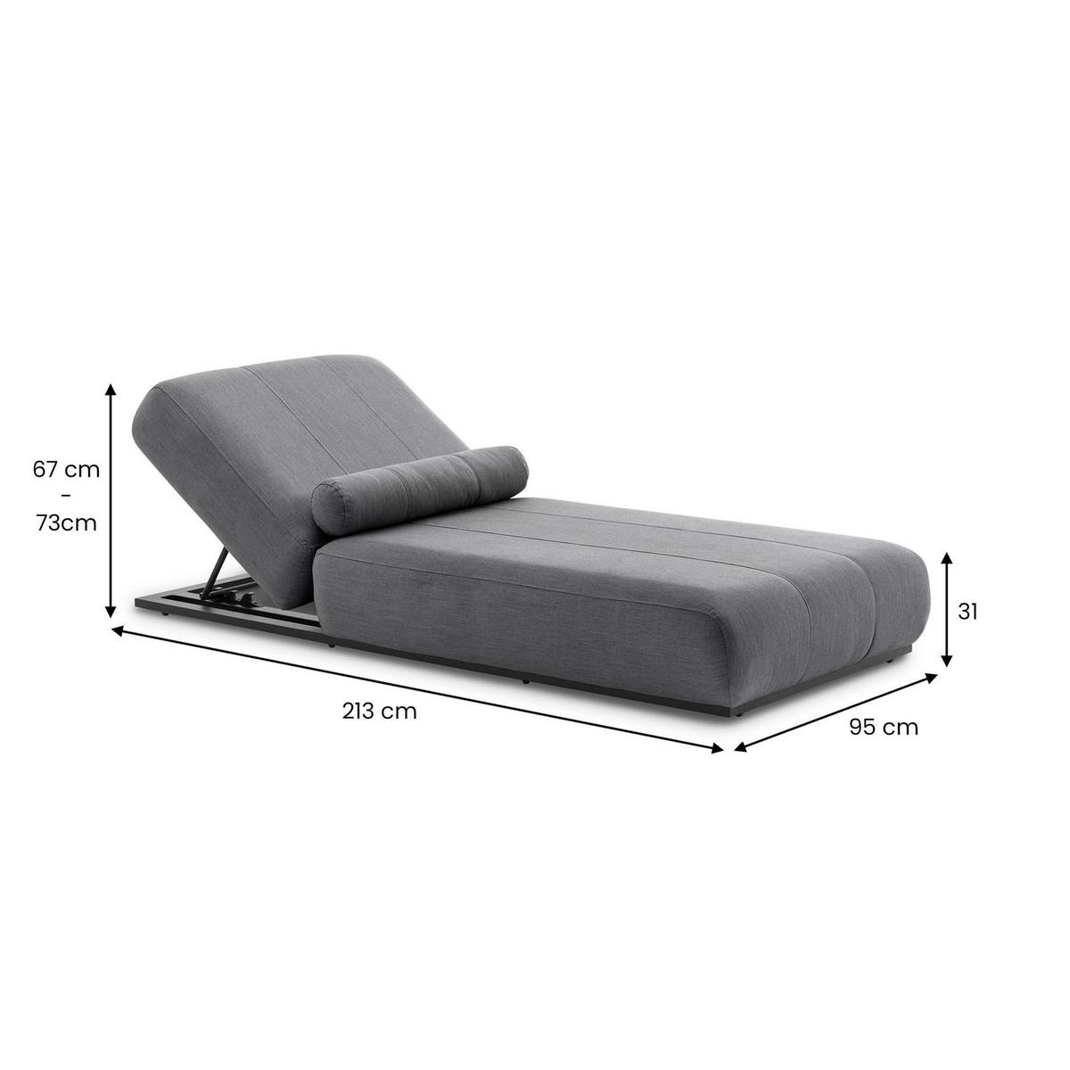 SONNENLIEGE TROPEA schwarz, dunkelgrau - Schwarz, Kunststoff (213/32/91cm) - IDIMEX