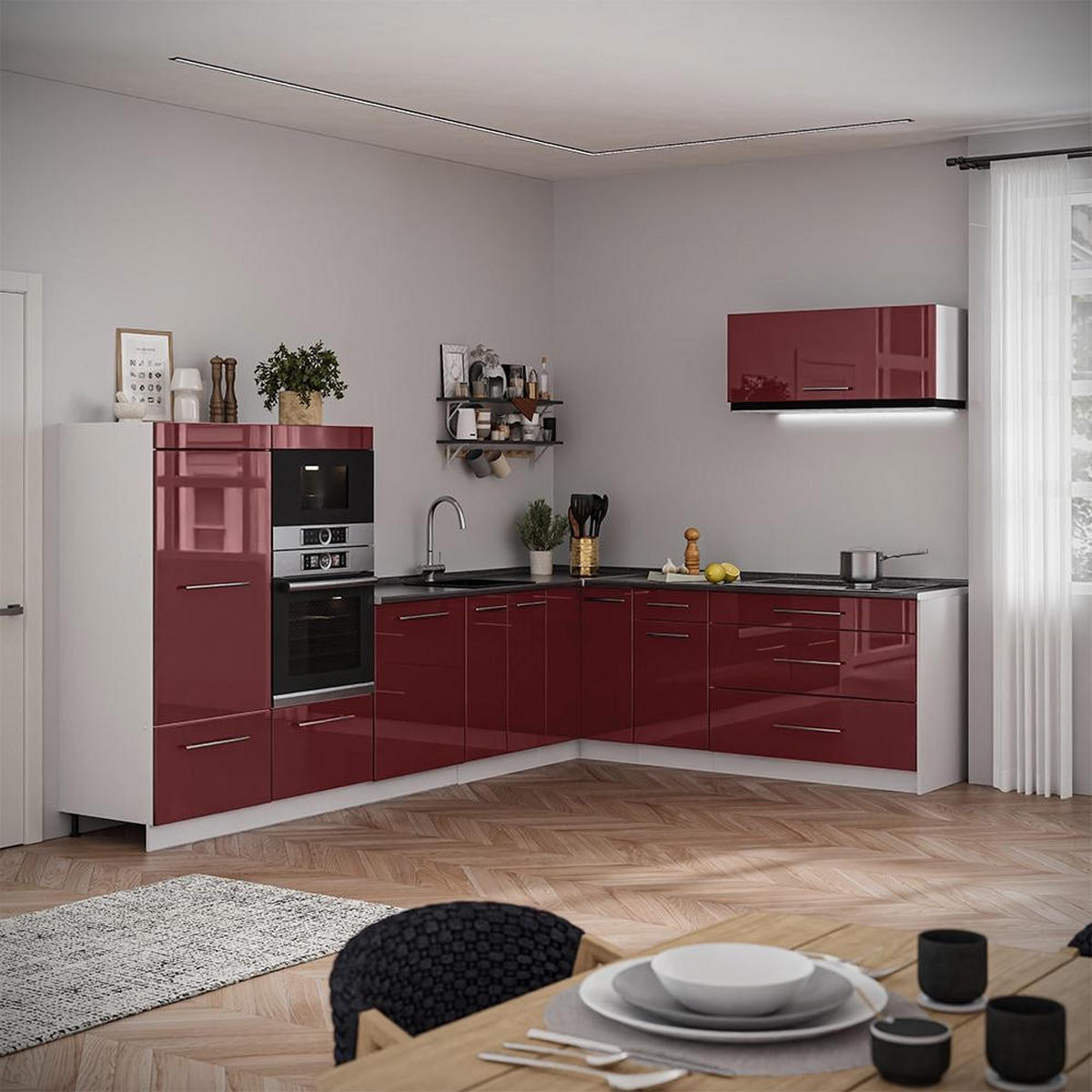 HÄNGESCHRANK Fame-Line, Bordeaux Hochglanz/Weiß, 100 cm - Bordeaux/Weiß, Holzwerkstoff (100/40/34.1cm) - Vicco
